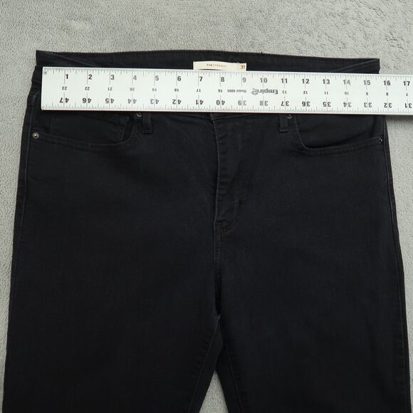 Levi's 714 Jeans Womens Size 31 Black Mid-Rise Straight Denim 30" Inseam Stretch - Picture 16 of 16